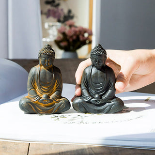 Buddha Gift Tibetan Meditating Buddha Iron Powder Rust Cast Resin Statue Serenity Decoration