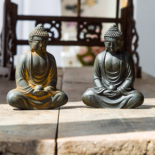 Buddha Gift Tibetan Meditating Buddha Iron Powder Rust Cast Resin Statue Serenity Decoration