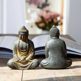 Buddha Gift Tibetan Meditating Buddha Iron Powder Rust Cast Resin Statue Serenity Decoration