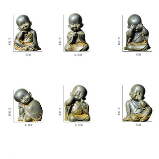 Buddha Gift Small Meditating Monk Iron Powder Rust Cast Resin Statue Desk Decoration