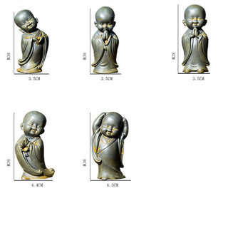 Buddha Gift Small Meditating Monk Iron Powder Rust Cast Resin Statue Desk Decoration