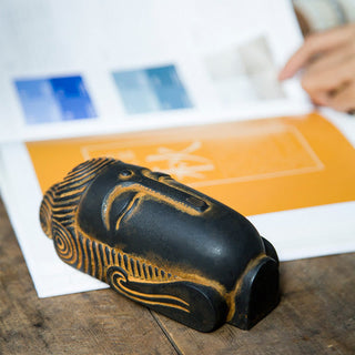 Buddha Gift Closed Eyes Meditating Buddha Iron Powder Rust Cast Resin Statue Home Decoration