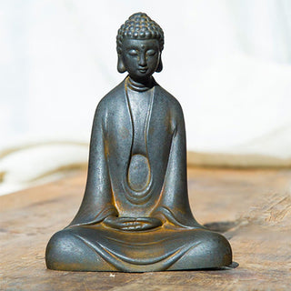 Buddha Gift Handmade Meditation Sakyamuni Buddha Iron Powder Rust Cast Resin Statue Decoration