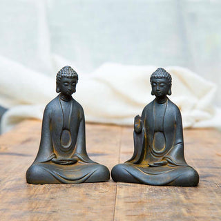 Buddha Gift Handmade Meditation Sakyamuni Buddha Iron Powder Rust Cast Resin Statue Decoration