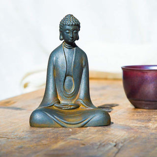Buddha Gift Handmade Meditation Sakyamuni Buddha Iron Powder Rust Cast Resin Statue Decoration