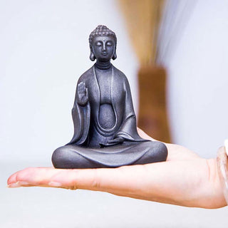 Buddha Gift Handmade Meditation Sakyamuni Buddha Iron Powder Rust Cast Resin Statue Decoration