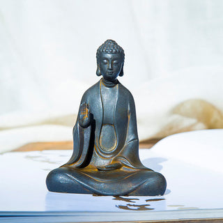 Buddha Gift Handmade Meditation Sakyamuni Buddha Iron Powder Rust Cast Resin Statue Decoration