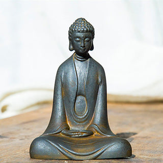 Buddha Gift Handmade Meditation Sakyamuni Buddha Iron Powder Rust Cast Resin Statue Decoration
