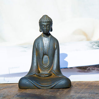 Buddha Gift Handmade Meditation Sakyamuni Buddha Iron Powder Rust Cast Resin Statue Decoration