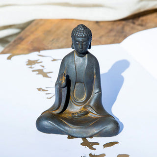 Buddha Gift Handmade Meditation Sakyamuni Buddha Iron Powder Rust Cast Resin Statue Decoration