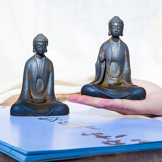 Buddha Gift Handmade Meditation Sakyamuni Buddha Iron Powder Rust Cast Resin Statue Decoration