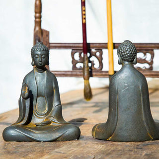 Buddha Gift Handmade Meditation Sakyamuni Buddha Iron Powder Rust Cast Resin Statue Decoration