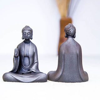 Buddha Gift Handmade Meditation Sakyamuni Buddha Iron Powder Rust Cast Resin Statue Decoration
