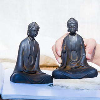 Buddha Gift Handmade Meditation Sakyamuni Buddha Iron Powder Rust Cast Resin Statue Decoration
