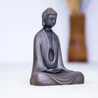 Buddha Gift Handmade Meditation Sakyamuni Buddha Iron Powder Rust Cast Resin Statue Decoration