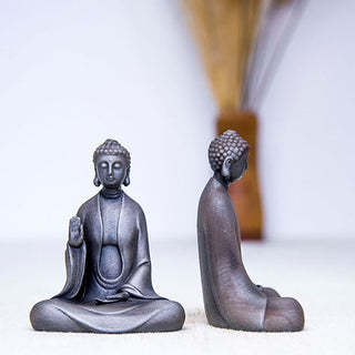Buddha Gift Handmade Meditation Sakyamuni Buddha Iron Powder Rust Cast Resin Statue Decoration