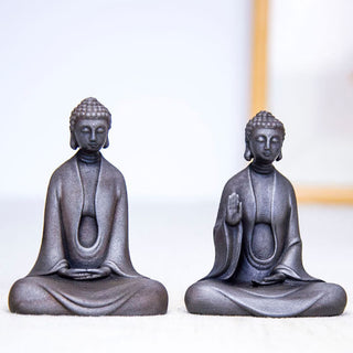 Buddha Gift Handmade Meditation Sakyamuni Buddha Iron Powder Rust Cast Resin Statue Decoration
