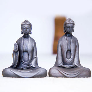 Buddha Gift Handmade Meditation Sakyamuni Buddha Iron Powder Rust Cast Resin Statue Decoration