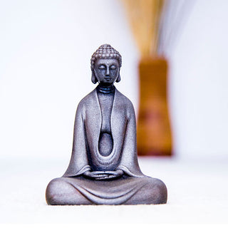 Buddha Gift Handmade Meditation Sakyamuni Buddha Iron Powder Rust Cast Resin Statue Decoration