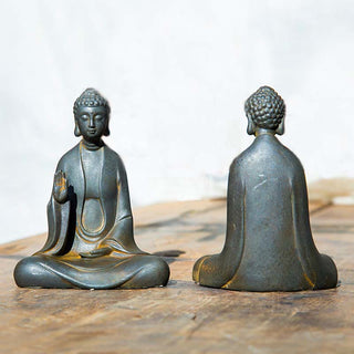 Buddha Gift Handmade Meditation Sakyamuni Buddha Iron Powder Rust Cast Resin Statue Decoration