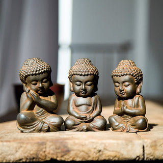 Buddha Gift Handmade Small Sakyamuni Buddha Iron Powder Rust Cast Resin Statue Decoration