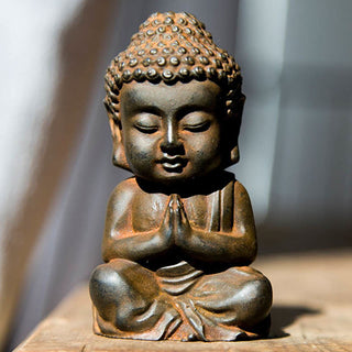 Buddha Gift Handmade Small Sakyamuni Buddha Iron Powder Rust Cast Resin Statue Decoration