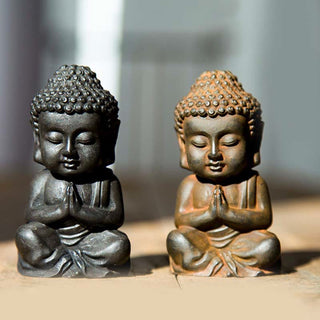 Buddha Gift Handmade Small Sakyamuni Buddha Iron Powder Rust Cast Resin Statue Decoration