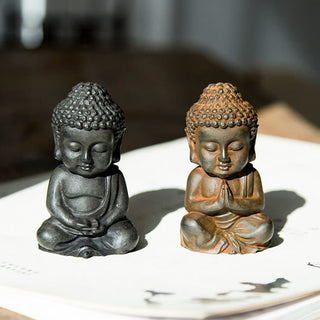 Buddha Gift Handmade Small Sakyamuni Buddha Iron Powder Rust Cast Resin Statue Decoration