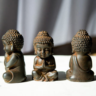Buddha Gift Handmade Small Sakyamuni Buddha Iron Powder Rust Cast Resin Statue Decoration