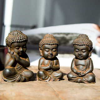 Buddha Gift Handmade Small Sakyamuni Buddha Iron Powder Rust Cast Resin Statue Decoration