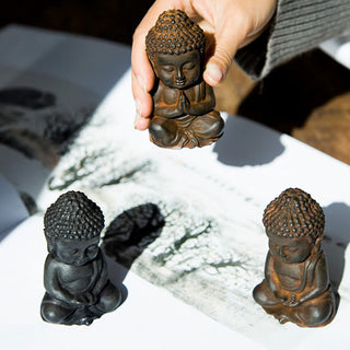 Buddha Gift Handmade Small Sakyamuni Buddha Iron Powder Rust Cast Resin Statue Decoration