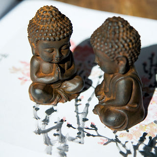 Buddha Gift Handmade Small Sakyamuni Buddha Iron Powder Rust Cast Resin Statue Decoration