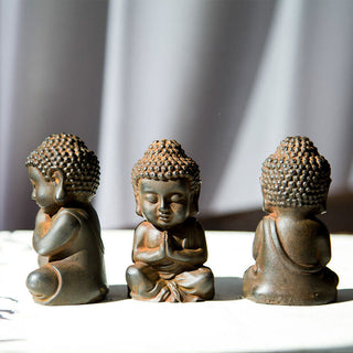 Buddha Gift Handmade Small Sakyamuni Buddha Iron Powder Rust Cast Resin Statue Decoration