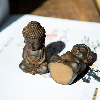 Buddha Gift Handmade Small Sakyamuni Buddha Iron Powder Rust Cast Resin Statue Decoration
