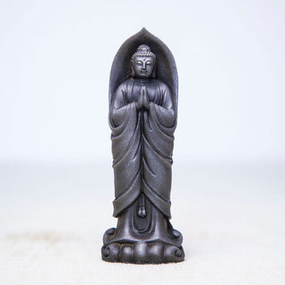 Buddha Gift Handmade Sakyamuni Buddha Namaste Iron Powder Rust Cast Resin Statue Decoration
