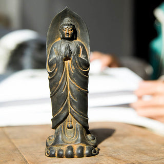 Buddha Gift Handmade Sakyamuni Buddha Namaste Iron Powder Rust Cast Resin Statue Decoration