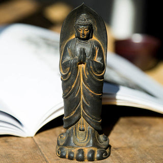 Buddha Gift Handmade Sakyamuni Buddha Namaste Iron Powder Rust Cast Resin Statue Decoration