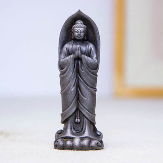 Buddha Gift Handmade Sakyamuni Buddha Namaste Iron Powder Rust Cast Resin Statue Decoration