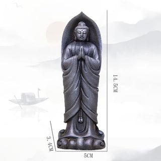 Buddha Gift Handmade Sakyamuni Buddha Namaste Iron Powder Rust Cast Resin Statue Decoration