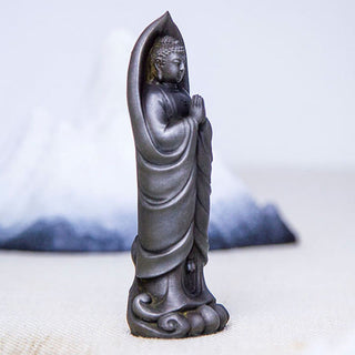 Buddha Gift Handmade Sakyamuni Buddha Namaste Iron Powder Rust Cast Resin Statue Decoration
