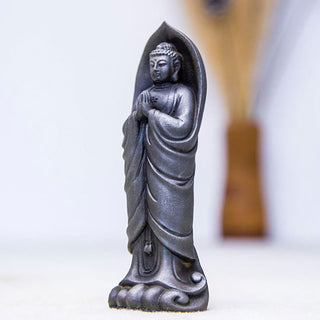 Buddha Gift Handmade Sakyamuni Buddha Namaste Iron Powder Rust Cast Resin Statue Decoration