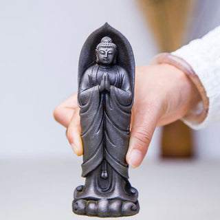 Buddha Gift Handmade Sakyamuni Buddha Namaste Iron Powder Rust Cast Resin Statue Decoration