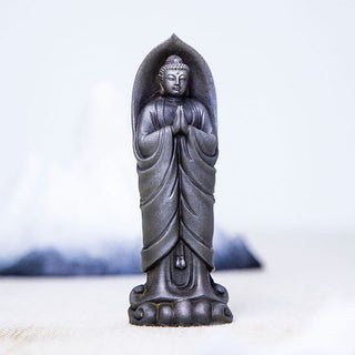 Buddha Gift Handmade Sakyamuni Buddha Namaste Iron Powder Rust Cast Resin Statue Decoration