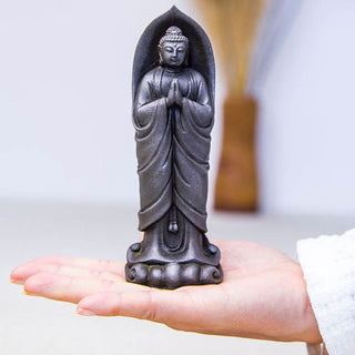 Buddha Gift Handmade Sakyamuni Buddha Namaste Iron Powder Rust Cast Resin Statue Decoration