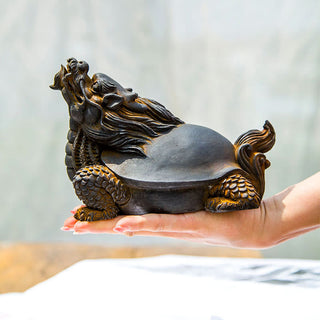 Buddha Gift Handmade Dragon Turtle Iron Powder Rust Cast Resin Statue Home Decoration