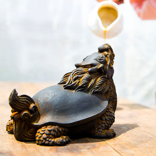 Buddha Gift Handmade Dragon Turtle Iron Powder Rust Cast Resin Statue Home Decoration
