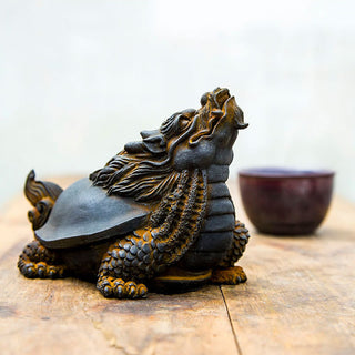 Buddha Gift Handmade Dragon Turtle Iron Powder Rust Cast Resin Statue Home Decoration