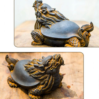Buddha Gift Handmade Dragon Turtle Iron Powder Rust Cast Resin Statue Home Decoration