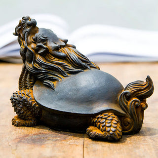 Buddha Gift Handmade Dragon Turtle Iron Powder Rust Cast Resin Statue Home Decoration