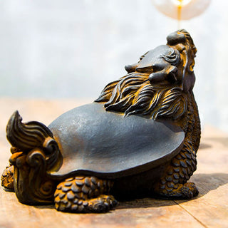 Buddha Gift Handmade Dragon Turtle Iron Powder Rust Cast Resin Statue Home Decoration
